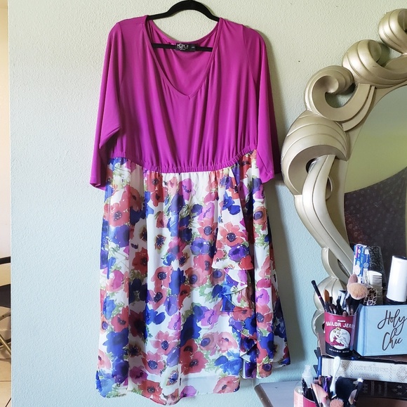 Igigi Dresses & Skirts - IGIGI Plus Size Pink Floral Dress